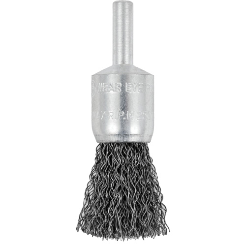 Brosse &agrave; fils cr&ecirc;p&eacute;s mont&eacute;e sur mandrin E050-12, 1/2", Fils 0,012", Tige 1/4" Pryde Industrial Inc.