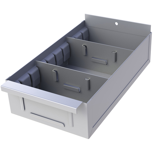 Boîte pour tablette de rayonnage enclenchable Interlok, Acier, 5-5/8" la x 15" p, 2-3/4" h, Gris p&acirc;le Pryde Industrial Inc.