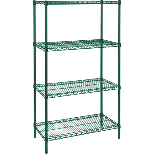 Heavy-Duty Green Epoxy Finish Wire Shelving, 4 Tiers, 36" W x 63" H x 18" D Pryde Industrial Inc.