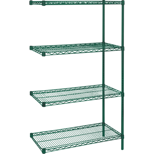 &eacute;tag&egrave;res robustes en treillis m&eacute;tallique au fini &eacute;poxy vert, Ensemble de Ajout, 4 Tablettes, 36" la x 63" h x 24" p Pryde Industrial Inc.