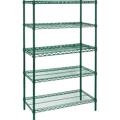 Heavy-Duty Green Epoxy Finish Wire Shelving, 5 Tiers, 36" W x 74" H x 24" D Pryde Industrial Inc.