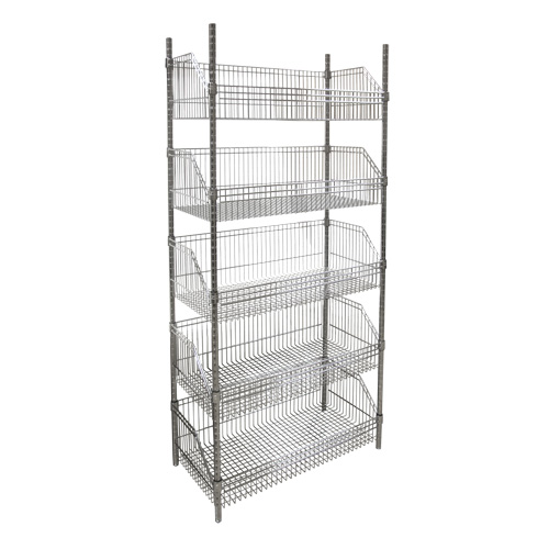 Wire Basket Shelving Unit, 5 Tiers, 36" W x 74" H x 18" D Pryde Industrial Inc.