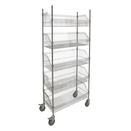 Wire Basket Shelving Cart, 5 Tiers, 48" W x 80" H x 24" D Pryde Industrial Inc.