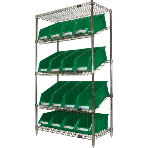 &eacute;tag&egrave;re en treillis m&eacute;tallique &agrave; tablettes inclin&eacute;es avec bacs, Tiers 5, 36" la x 63" h x 18" p Pryde Industrial Inc.