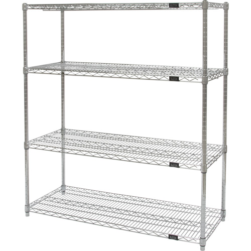 Heavy-Duty Chromate Wire Shelving, 4 Tiers, 30" W x 54" H x 14" D Pryde Industrial Inc.