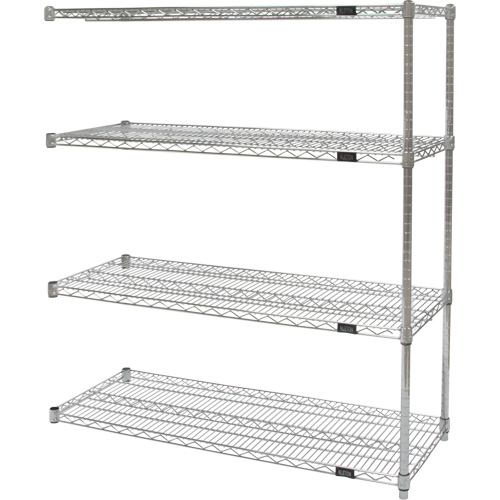 Heavy-Duty Chromate Wire Shelving, Add-On Kit, 4 Tiers, 30" W x 54" H x 14" D Pryde Industrial Inc.