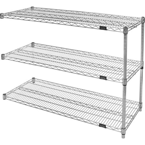 Heavy-Duty Chromate Wire Shelving, Add-On Kit, 3 Tiers, 30" W x 33" H x 18" D Pryde Industrial Inc.