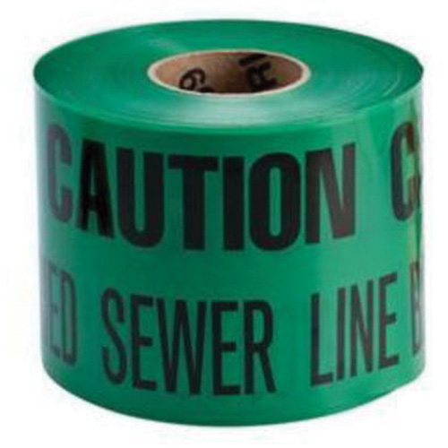 "Buried Sewer Line" Identoline&reg; Underground Warning Tape, 6" W x 1000' L, Black on Green Pryde Industrial Inc.