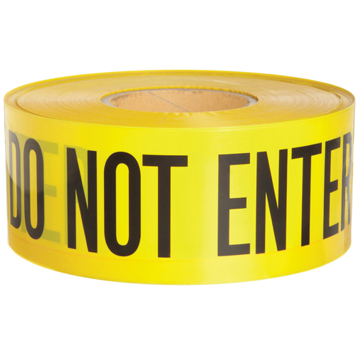 Rubans pour barricades, Anglais, 3" la x 1000' lo, 3 mils, Noir sur jaune Pryde Industrial Inc.