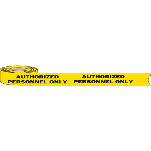 Rubans pour barricades, Anglais, 3" la x 1000' lo, 2 mils, Noir sur jaune Pryde Industrial Inc.