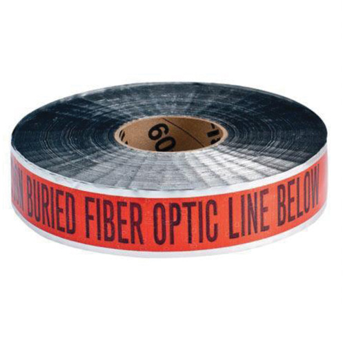 Ruban d'avertissement de danger souterrain Fiber Optic Line Identoline, 2" la x 1000' lo, Noir/orange Pryde Industrial Inc.