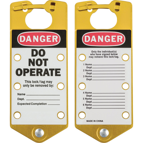 Labeled Lockout Hasps, Yellow Pryde Industrial Inc.