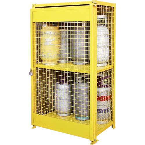 Gas Cylinder Cabinets, 12 Cylinder Capacity, 44" W x 30" D x 74" H, Yellow Pryde Industrial Inc.