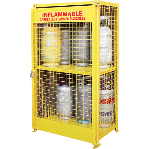 Gas Cylinder Cabinets, 12 Cylinder Capacity, 44" W x 30" D x 74" H, Yellow Pryde Industrial Inc.