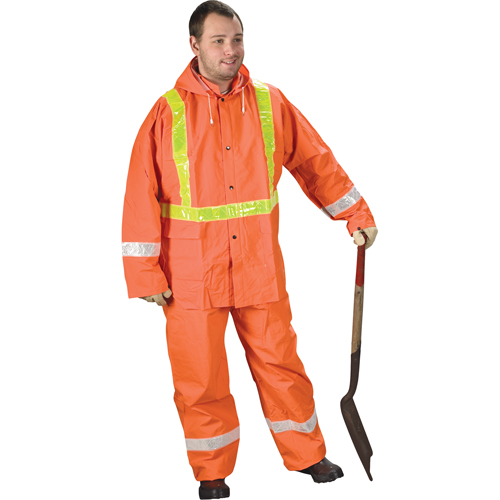 Tornado Traffic Rain Suit, PVC, Small, High Visibility Orange Pryde Industrial Inc.