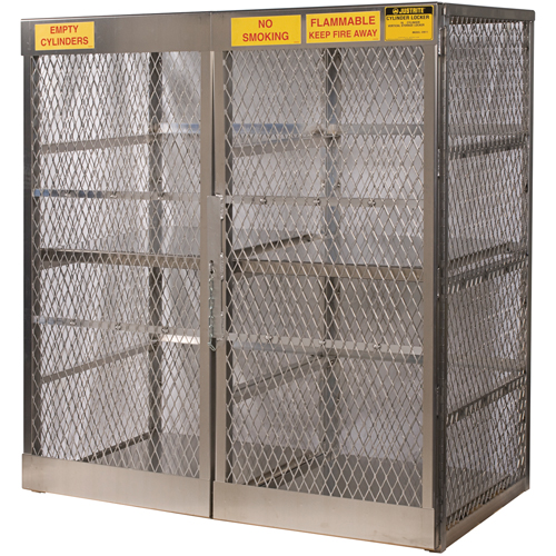 Aluminum LPG Cylinder Locker Storage, 16 Cylinder Capacity, 60" W x 32" D x 65" H, Silver Pryde Industrial Inc.