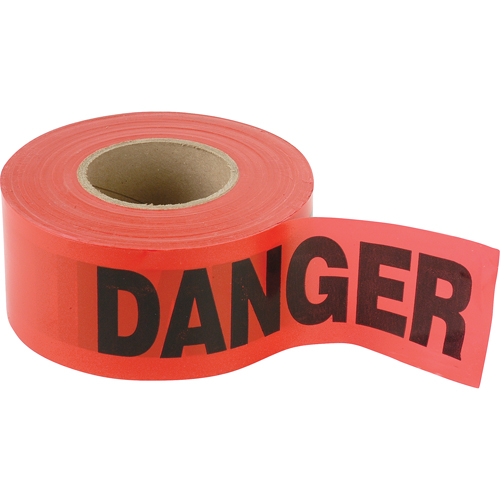 Standard Smaller Barricade Tape, English, 3" W x 300' L, 2 mils, Black on Red Pryde Industrial Inc.
