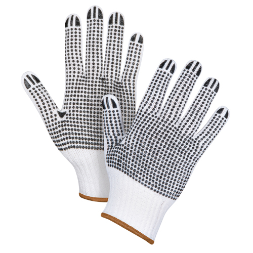 Gants tricot&eacute;s deux c&ocirc;t&eacute;s &agrave; pois, Poly/coton, Deux c&ocirc;t&eacute;s, Calibre 7, Grand Pryde Industrial Inc.
