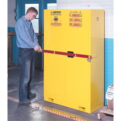 High Security Flammables Safety Cabinet with Steel Bar, 45 gal., 2 Shelves Pryde Industrial Inc.