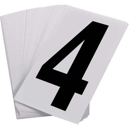Num&eacute;ros autocollants, 4, 3-1/2" h, Noir sur blanc Pryde Industrial Inc.