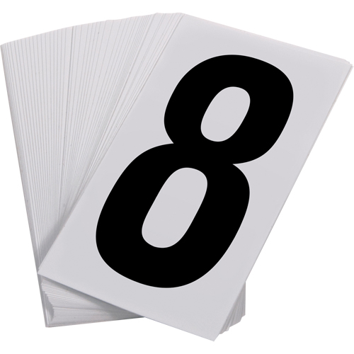 Pressure Sensitive Numbering, 8, 3-1/2" H, Black on White Pryde Industrial Inc.
