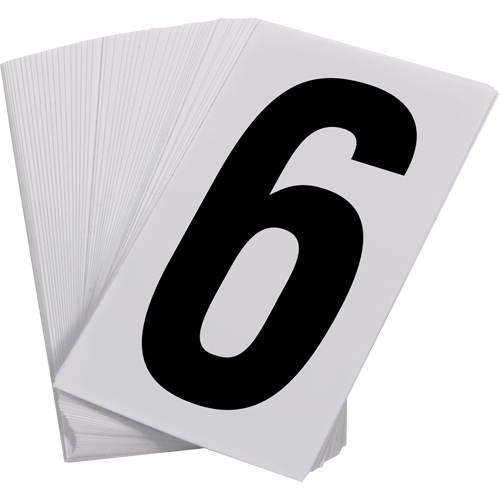 Num&eacute;ros autocollants, 6, 3-1/2" h, Noir sur blanc Pryde Industrial Inc.