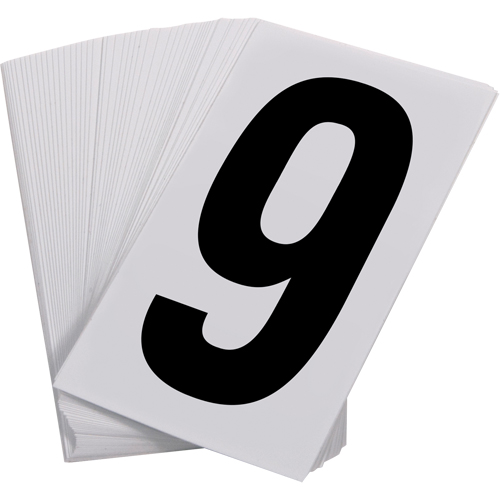 Pressure Sensitive Numbering, 9, 3-1/2" H, Black on White Pryde Industrial Inc.