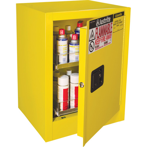 Sure-Grip&reg; EX Benchtop Flammable Safety Cabinet, 24 gal., 1 Door, 21" W x 27" H x 18" D Pryde Industrial Inc.