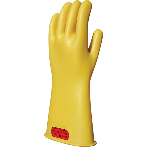 Yellow Natural Rubber Insulating Gloves, ASTM Class 0, Size 8, 11" L Pryde Industrial Inc.