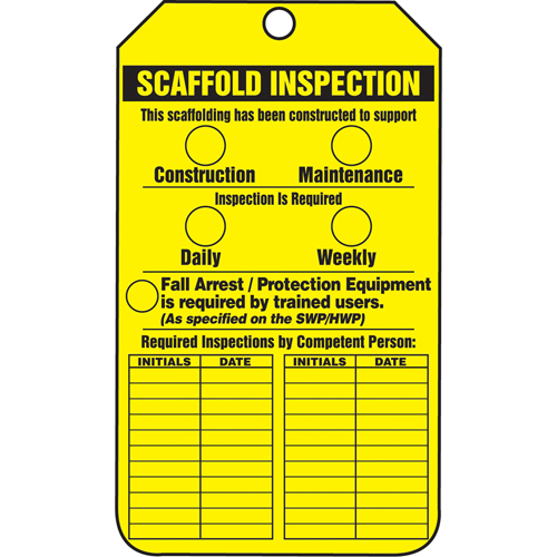 &eacute;tiquettes de s&eacute;curit&eacute; d'inspection et de contr&ocirc;le de l'&eacute;tat de l'&eacute;quipement, Papier cartonn&eacute;, 3-1/8" la x 5-7/8" h, Anglais Pryde Industrial Inc.