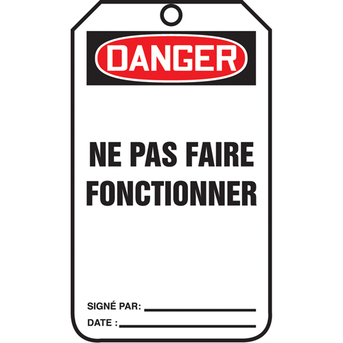 &eacute;tiquettes de verrouillage, Plastique, 3-3/8" la x 5-7/8" h, Français Pryde Industrial Inc.