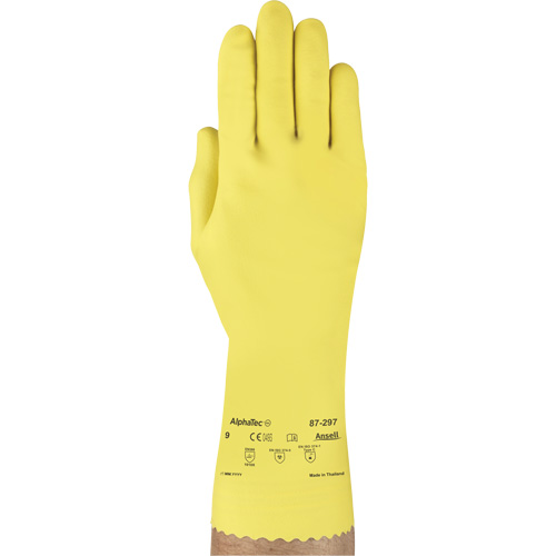 VersaTouch&reg; 297 Gloves, Size Medium/8, 12" L, Rubber Latex, Flock-Lined Inner Lining, 20-mil Pryde Industrial Inc.