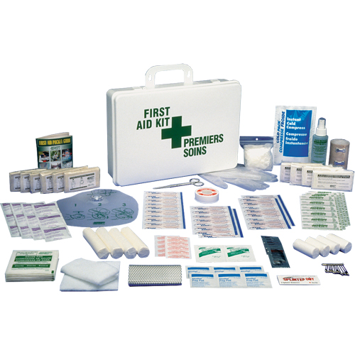 Trousses de premiers soins standards pour le bureau, Dispositif m&eacute;dical Classe 1, Boîte en plastique Pryde Industrial Inc.
