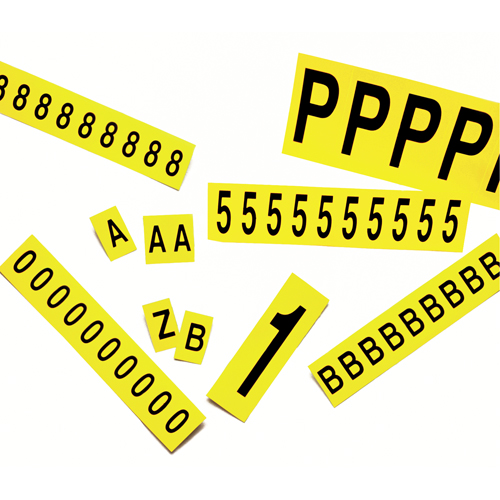 Individual Adhesive Number Markers, 0, 3-7/8" H, Black on Yellow Pryde Industrial Inc.