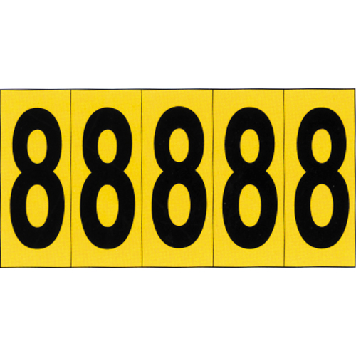 Rep&egrave;res adh&eacute;sifs &agrave; chiffres individuels, 8, 3-7/8" h, Noir sur jaune Pryde Industrial Inc.
