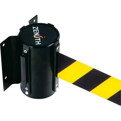 Wall Mount Barrier, Steel, Screw Mount, 7', Black/Yellow Tape Pryde Industrial Inc.
