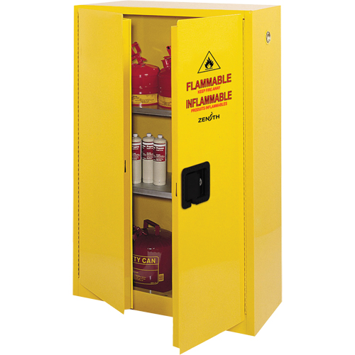 Flammable Storage Cabinet, 45 gal., 2 Door, 43" W x 65" H x 18" D Pryde Industrial Inc.