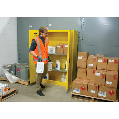 Flammable Storage Cabinet, 45 gal., 2 Door, 43" W x 65" H x 18" D Pryde Industrial Inc.
