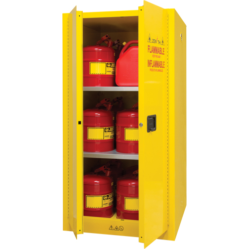 Flammable Storage Cabinet, 60 gal., 2 Door, 34" W x 65" H x 34" D Pryde Industrial Inc.