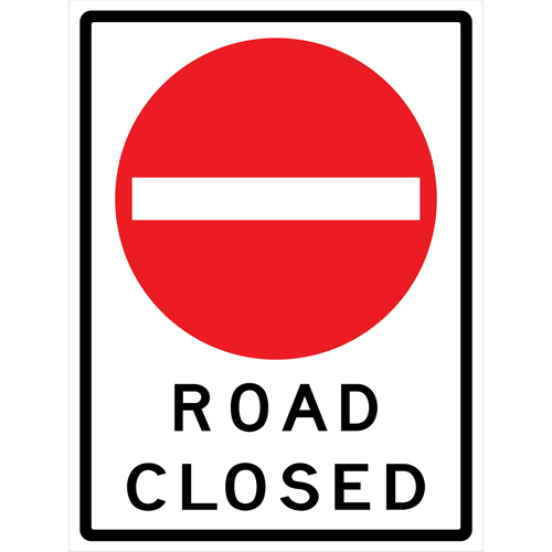 Enseigne enroulable de circulation  Road Closed , 36" x 48", Vinyle, Anglais avec pictogramme Pryde Industrial Inc.