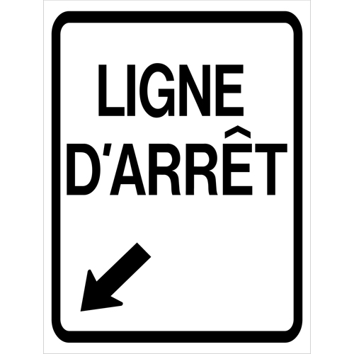 "Ligne d'Arr&ecirc;t" Roll-Up Traffic Sign, 23-3/5" x 29-1/2", Vinyl, French with Pictogram Pryde Industrial Inc.