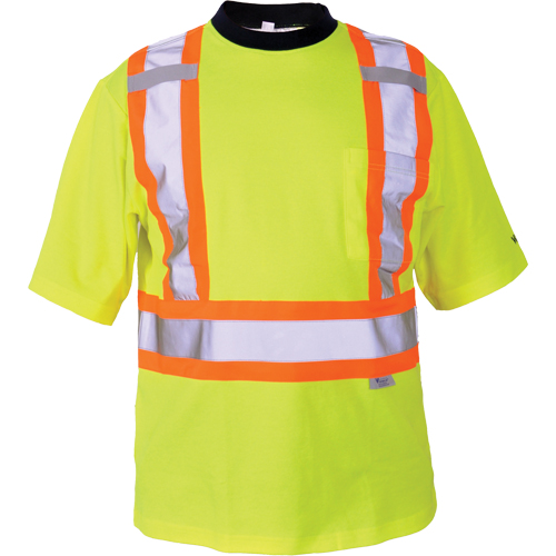 Safety T-Shirt, Polyester, Medium, High Visibility Lime-Yellow Pryde Industrial Inc.