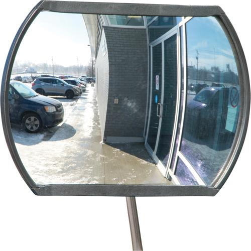 Roundtangular Convex Mirror with Telescopic Arm, 12" H x 18" W, Indoor/Outdoor Pryde Industrial Inc.