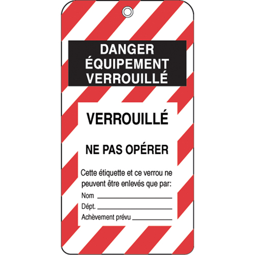 &eacute;tiquettes de verrouillage, Plastique, 3" la x 5-3/4" h, Français Pryde Industrial Inc.