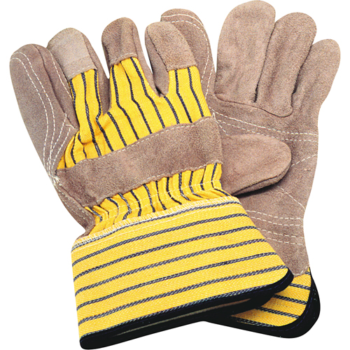 Gants d'ajusteur avec paume double, Grand, Paume en Cuir de vache refendu, Doublure en Coton Pryde Industrial Inc.