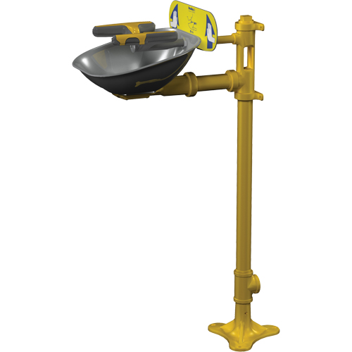 Postes de douche oculaire/faciale Halo, Installation Socle, Bol Acier inoxydable Pryde Industrial Inc.