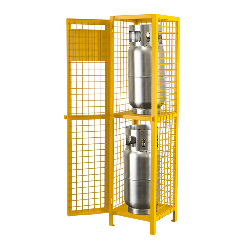 Gas Cylinder Cabinets, 2 Cylinder Capacity, 17" W x 17" D x 69" H, Yellow Pryde Industrial Inc.