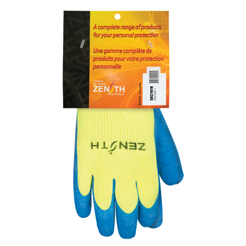 Gants haute visibilit&eacute; doubl&eacute;s d'acrylique de caoutchouc naturel, 7, R&ecirc;vetement Latex de caoutchouc, Calibre 7, Enveloppe en Acrylique Pryde Industrial Inc.