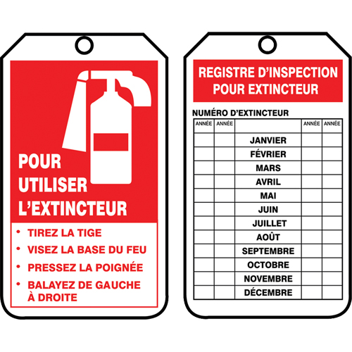 &eacute;tiquettes de s&eacute;curit&eacute; d'inspection et de contr&ocirc;le de l'&eacute;tat de l'&eacute;quipement, Papier cartonn&eacute;, 3-1/8" la x 5-7/8" h, Français Pryde Industrial Inc.