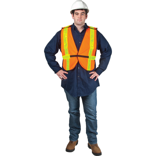 Standard-Duty Safety Vest, High Visibility Orange, Large, Polyester Pryde Industrial Inc.